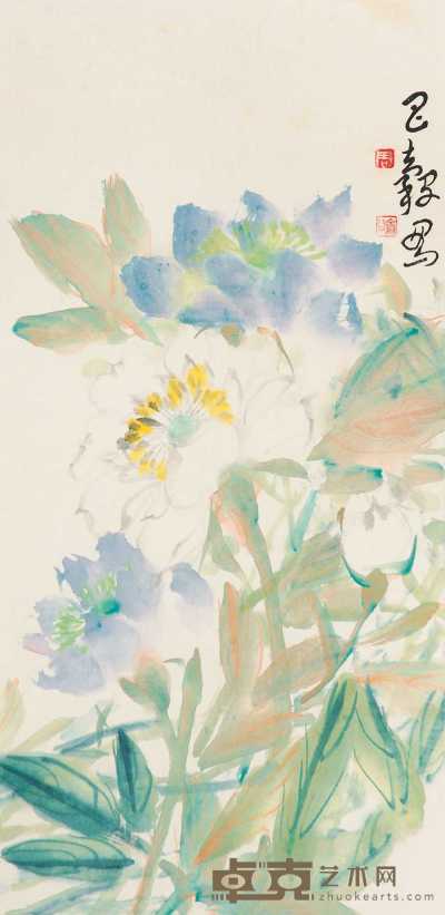 周昌谷 花卉 立轴 69×34cm